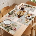 thumbnail image 5 of Vintage Pink Floral Placemats Set of 6 Spring Botanical Oil Painting Place Mats Indoor Wipeable Table Mats Washable Cloth Dining Table Placemats for Kitchen Holiday Party Home Decor 13x19 Inch, 5 of 9
