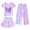 00-Light Purple429, variant on Byoo Short Sleeve Graphic Pajama Set for Little Girl Round Neck Butterfly Tie Dye Print 3Pcs Homewear Set