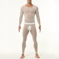 thumbnail image 4 of Fewfanhot Men Solid Fitted Round Neck Thermal Set with Long Sleeves and Elastic Waist Pants for a Streamlined Base Layer, 4 of 9