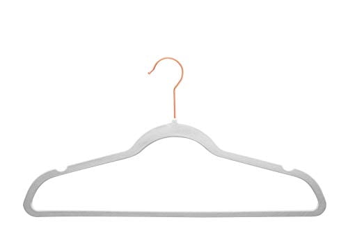 Photo 1 of Basics Slim, Velvet, Non-Slip Clothes Suit Hangers, Ivory/Gold - Pack of 100