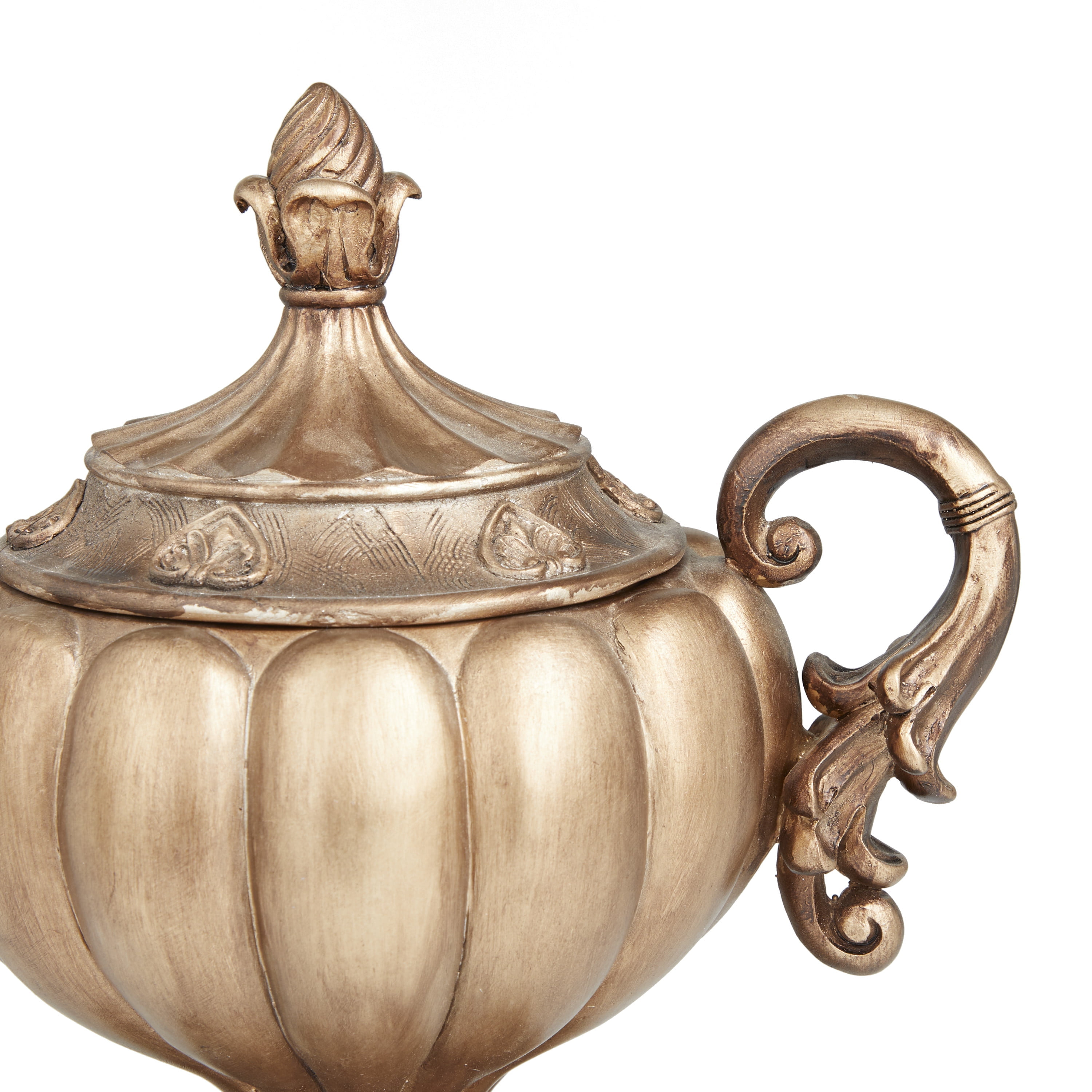 DecMode 12" x 13" Bronze Polystone Decorative Jars, 1-Piece