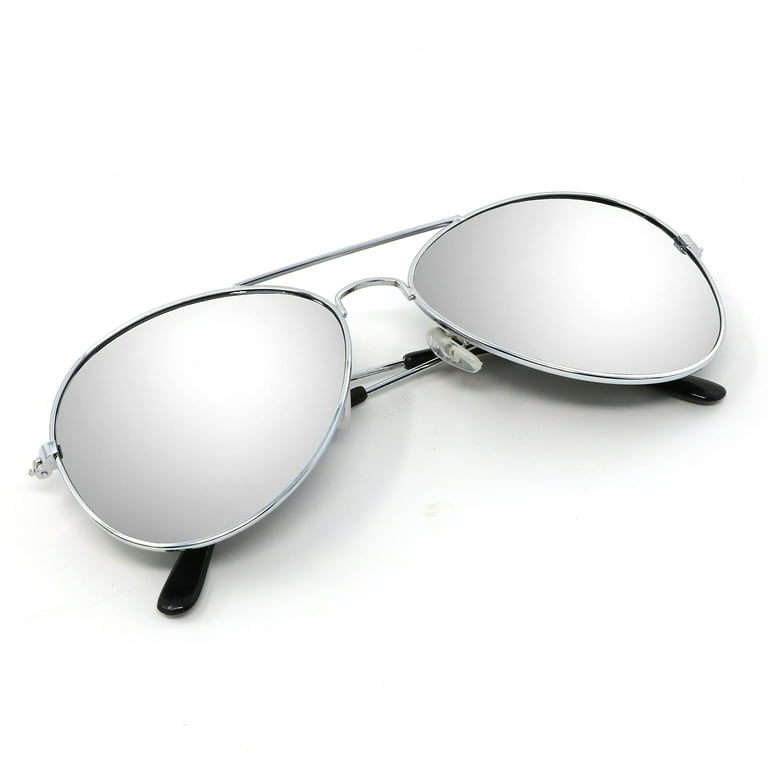 Big Mo\'s Toys Silver Mirrored Aviator Sunglasses Shades – 70\'s Style Adult  Aviators Costume Glasses - 1 Pair