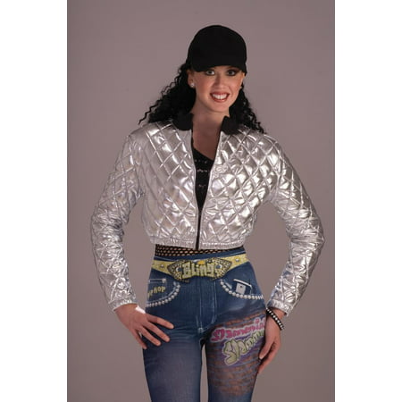 Hip Hop 70's 80's Quilted Silver Jacket Costume Adult