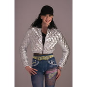 Hip Hop 70's 80's Quilted Silver Jacket Costume Adult Standard