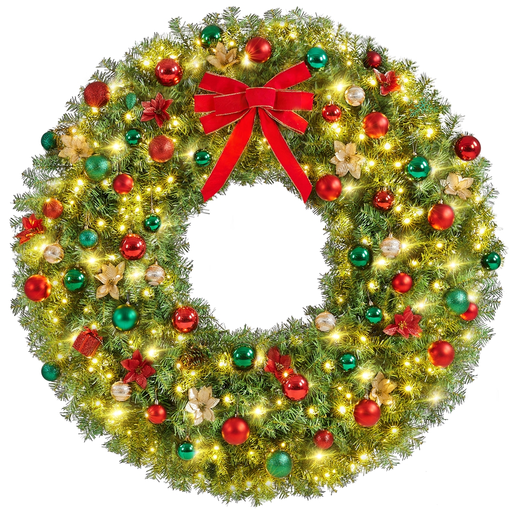 Alden Design 60in Artificial Christmas Wreath with 300 LED Lights, Green