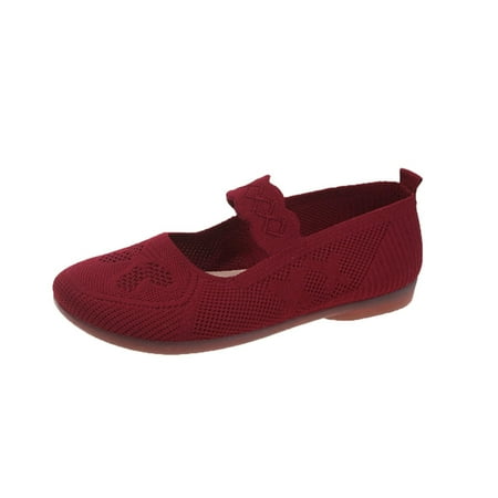 

GUOBIOZIY Women s Platform Slip-on Fashion Sneaker- Knit Shoes Comfort with Arch Support（Red 7.5）