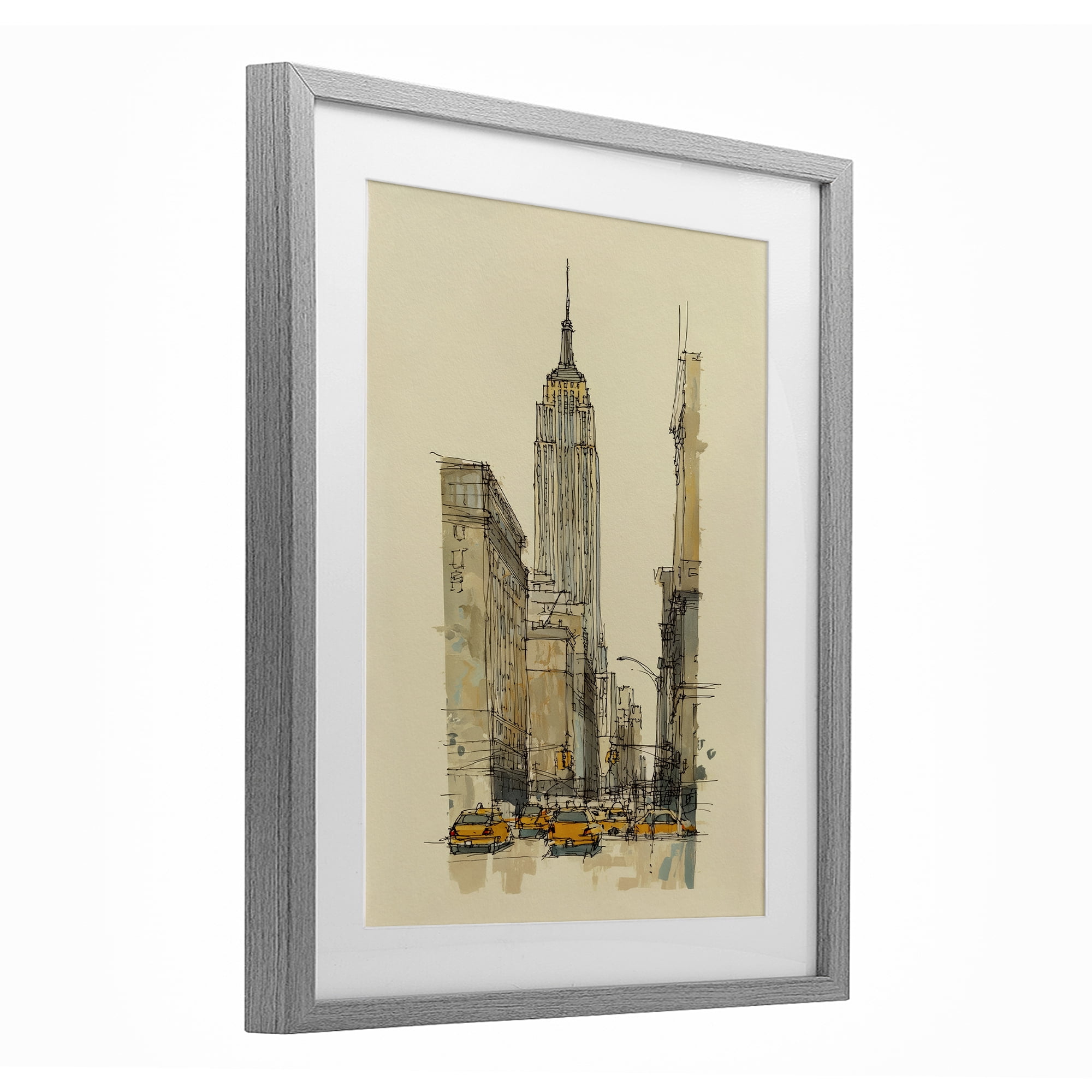 Stupell Industries NY City Lines Contour Gray Framed Print Under Glass, design by Svetlana Aleynikova