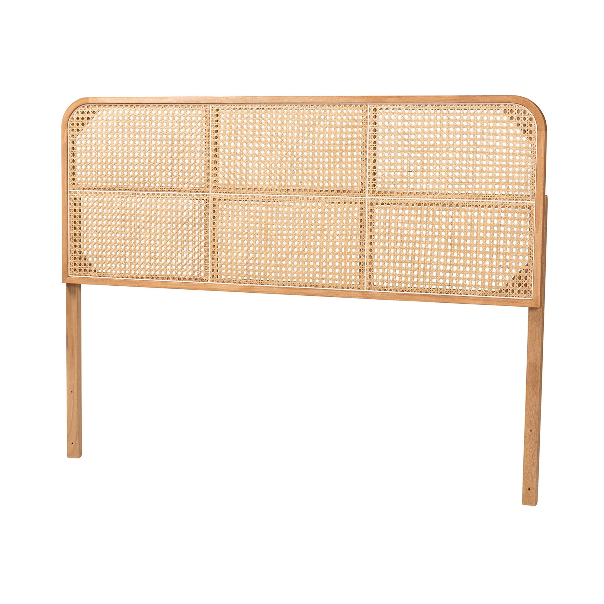 bali & pari Lainer Bayur Wood and Natural Bamboo BOHO Headboard, Queen Size, Natural Brown