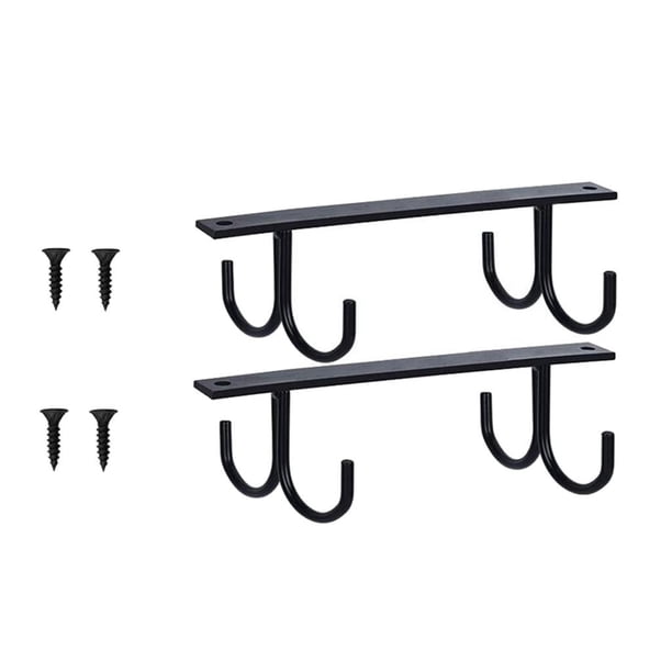 2 ganchos para tazas, vasos y copas de vino, para guardar utensilios de cocina. Negro
