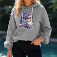 thumbnail image 7 of Women's Christmas Print Loose Casual Long Sleeve Hooded Sweatshirt, Festive Fall Winter Wear with Comfortable Fit and Holiday Design for Seasonal Activities,Gray,M, 7 of 7