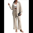 thumbnail image 1 of Traje de Verano para Mujer, de Dos Piezas, con Camisa, Pantalones y Ropa Deportiva Informal para Playa y Vacaciones Albaricoque L, 1 of 10