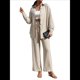 thumbnail image 1 of Traje de Verano para Mujer, de Dos Piezas, con Camisa, Pantalones y Ropa Deportiva Informal para Playa y Vacaciones Albaricoque L, 1 of 10