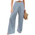 thumbnail image 2 of Palazzo Pants for Women Striped Casual High Waisted Wide Leg Trousers Elastic Waist Stylish Long Beach Travel Pants for Daily Wear, 2 of 6