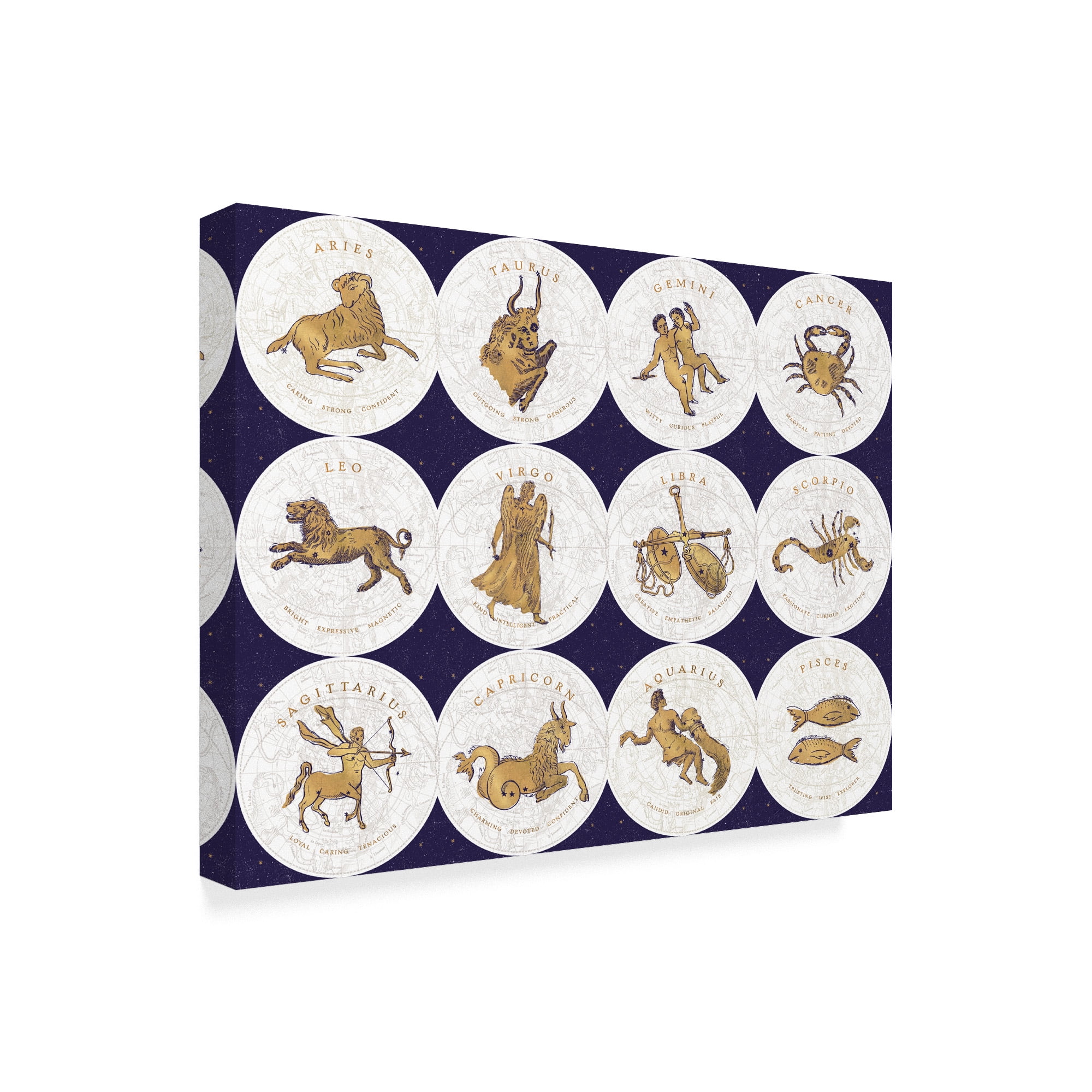Trademark Fine Art 'Gilded Zodiac Signs' Canvas Art by Sue Schlabach
