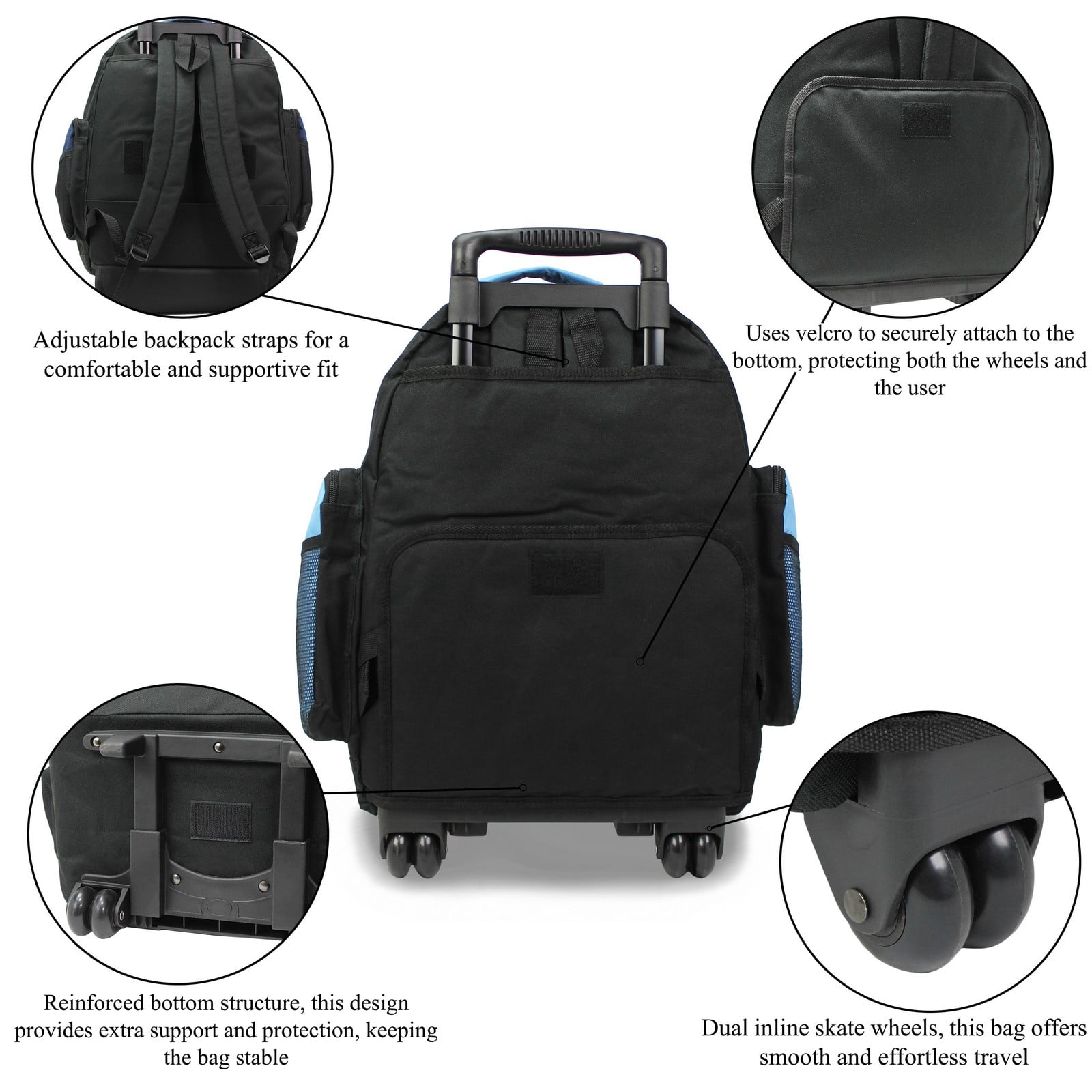 World Traveler Transworld 22-Inch Carry-On Rolling Backpack Airline Approved Size - SkyBlue