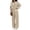 Khaki, variant on Stralyhd 2 Piece Lounge Set for Women Summer Loose Sets Loose Casual Polo Shirts Pants Outfits Striped Vacation Matching Set Khaki XL