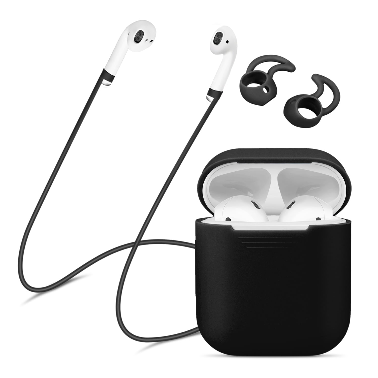 Mardi Gras Carnival Pattern TPU Gel Protective Case/Carabiner Keychain/Ear Hooks/Strap/Watch Band Holder - Compatible with Apple AirPods 1 & 2 7 in 1 AirPods Accessories Set