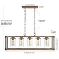 thumbnail image 3 of JONATHAN Y Zeniba 36" 5-Light Linear Adjustable Iron/Seeded Glass Rustic Farmhouse LED Pendant, Brown, 3 of 8