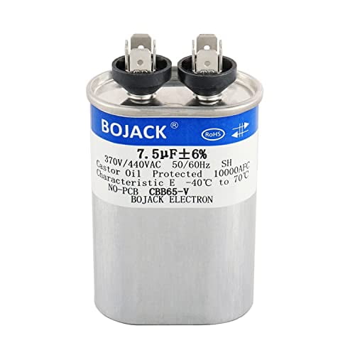 7.5 uF ±6% 7.5 MFD 370V/440V CBB65 Oval Run Start Capacitor for AC Motor Run or Fan Start and Cool or Heat Pump Air Conditione$$