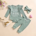 thumbnail image 2 of CAICJ98 Baby Girl Clothes 3Pcs Newborn Fall Winter Knit Ribbed Outfit Long Sleeve Romper Pants Headband Set, Size 3-6 Months, 2 of 7