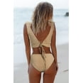 thumbnail image 3 of Ruffle V Neck Two Piece Swimsuits For Women, High Waisted Sexy Bathing Suits Women's Bikini Set Ladies Swimwear Apricot, 3 of 7