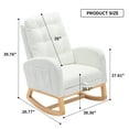 thumbnail image 5 of Modern Accent Rocking Chair with Pull-out Footrest,Nursery Glider Chair with Solid Wood Legs & Side Pocket,Upholstered Lounge Chair with High Backrest,White, 5 of 9