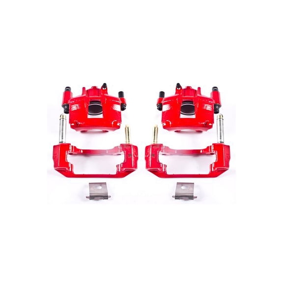 Power Stop Front Pair of Red Powder Coated Calipers S4378