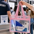 thumbnail image 6 of Clear Tote Bag Stadium Approved 12x12x6, 2 Pack Heavy Duty PVC Clear Tote with Zipper for Concerts, Work & School, Pink, 6 of 8