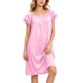 thumbnail image 4 of Aofany Women's Charming Satin Nightgowns Silk Sleepshirt Solid Sleep Dress Half Sleeve Sleepwear, 4 of 7