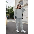 thumbnail image 4 of Arshiner Girls 2 Piece Outfits Tracksuits Casual Crewneck Sweatshirts Side Zipper Pullover and High Waisted Sweatpants Set, 4 of 6