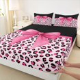 thumbnail image 4 of Manfei Chic Coquette Bow King Sheets,Fashion Classic Cheetah Bedding,4 Pieces,1 Flat Sheet,1 Fitted Sheet and 2 Pillowcases, 4 of 6
