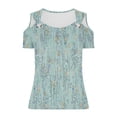 thumbnail image 4 of YEYLANERS Women's Short Sleeve Cold Shoulder Tops Casual Ring Strap V Neck Blouses Womens Sexy Floral Graphic Print Beach Vacation Tunic Shirts Summer Tees 2024,Green,XXL, 4 of 4