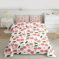 thumbnail image 3 of Homewish Kawaii Loves Pattern Queen Comforter Set,Cute Cartoon Cherries Bedding Sets,Pink White Green Bedding Comforter Set For Girls Kids,Breathable Home Decor Reversible,3 Pieces, 3 of 9