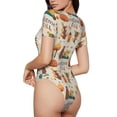 thumbnail image 3 of Gaeub Autumn In The Forest Women'S Short Sleeve One Piece Swimsuit Sexy High-Waisted Bodysuit For Swimming, Beach, Sports - Medium, 3 of 9