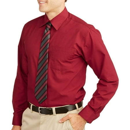 ^^big Men's Solid Dress Shirt With Match