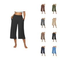 Capri Pants for Women 2025 Summer High Waisted Wide Leg Loose Fit Casual Capris with Pockets Womens Cropped Pants