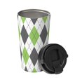 thumbnail image 2 of Goofa Light green and black argyle for Insulated Travel Coffee Mug Spill Proof Leak Proof 16 OZCoffee Tumbler Reusable Coffee Cups with Lids Thermos for Hot and Cold Drink, 2 of 8
