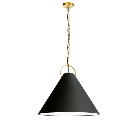 Dainolite PCN-241P-AGB-797 1 Light Princeton Incandescent Pendant, Aged Brass with Black Shade