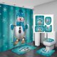 thumbnail image 2 of Juego de 4 cortinas de ducha navideñas con alfombras, árbol de Papá Noel, muñecos de nieve, cortina de ducha de granja, juego de baño impermeable, 2 of 5