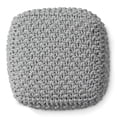 thumbnail image 3 of Casafield Square Pouf Ottoman, Light Gray - 18.5" W x 18.5" D x 14.5" H Cotton Knit Foot Stool - Boho Floor Pouffe for Living Room, 3 of 7