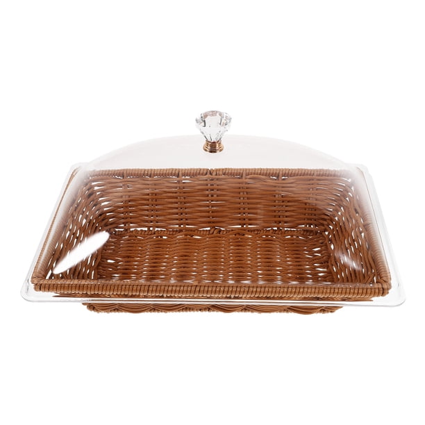 1 juego de canasta de pan con tapa transparente de comida para servir cesta de canasta de cesta de vegetales postres