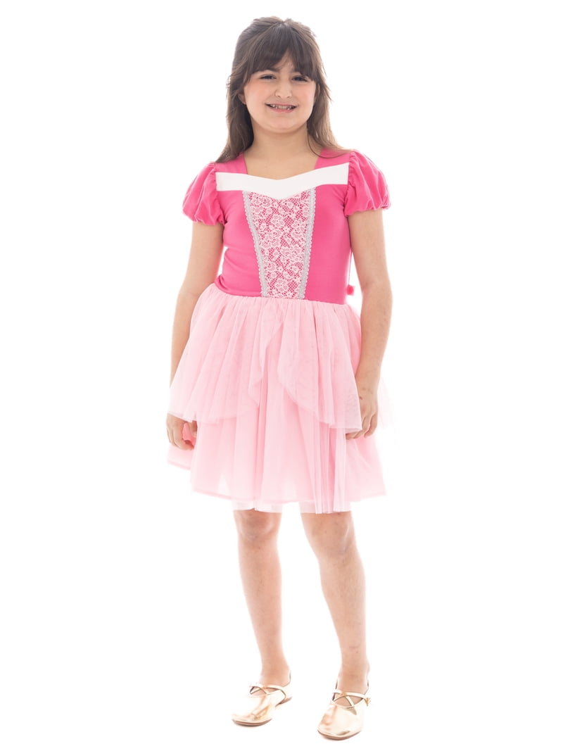Disney Princess Girls Sleeping Beauty Aurora Cosplay Dress with 