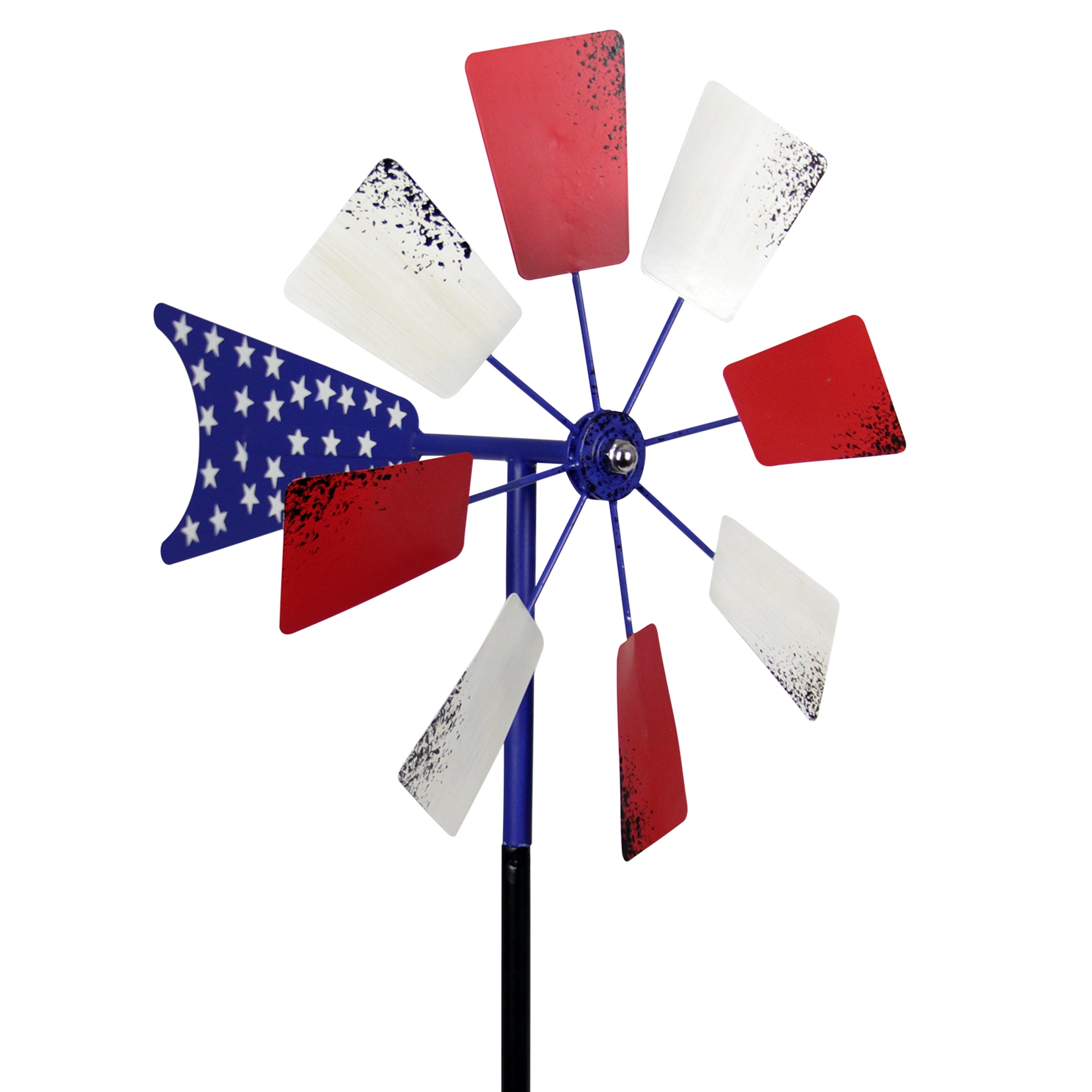 Exhart Patriotic Windmill Wind Spinner Garden Stake, 16 by 78 inches