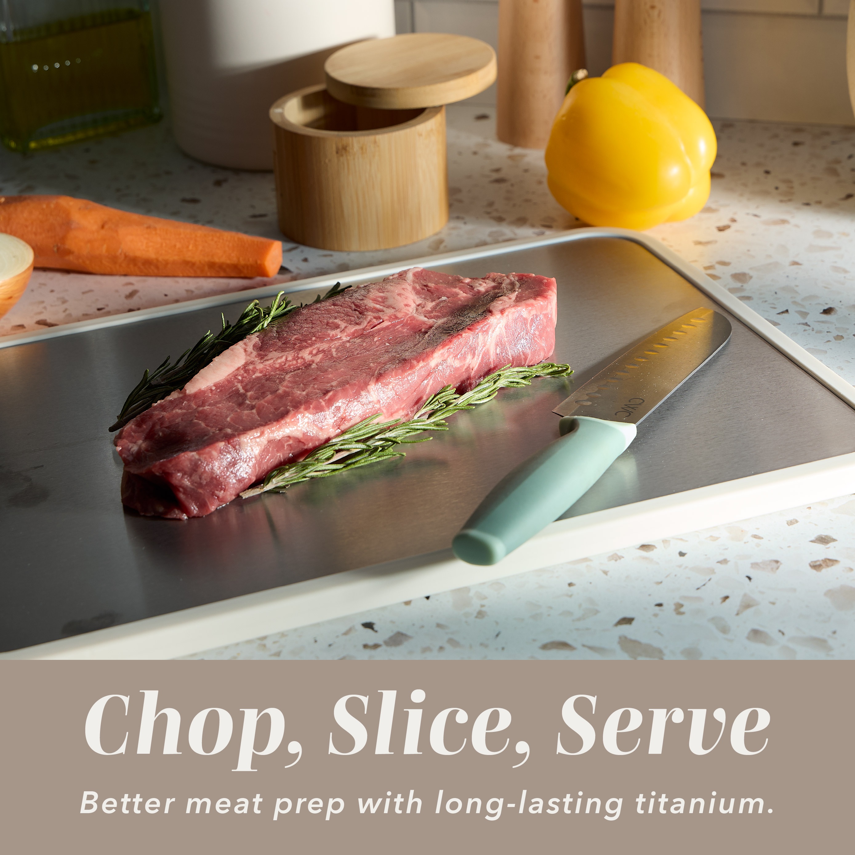 Cook With Color Double-Sided Titanium Chopping Board, Cream photo 8