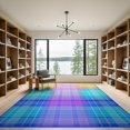 thumbnail image 2 of ODIKA 9'x12' Washable Area Rug Ombre Checkered Short Grid Aesthetic Groovy Gradient Plaid Pile for Master Suite, California King, Under Bed, Non-Shedding, Easy Care, 2 of 7