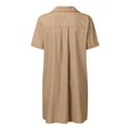 thumbnail image 6 of CIENVNSTG Women Summer Dress Short Sleeve Knee Length T Shirt Dress Blouse Solid V Neck Casual Dresses Khaki M, 6 of 6