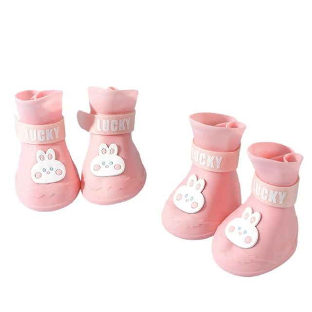 Cartoon Dog Rain Boots Silicone Pet Shoes for Outdoor and