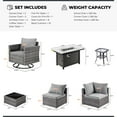 thumbnail image 3 of Ovios 11 Pieces Patio Fire Pit Set Outdoor Wicker Sectional Sofa Conversation Set with Swivel Rocking Chairs and Side Table,Dark Gray, 3 of 8