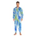thumbnail image 5 of 1 Piece Adult Onesie Pajamas Cozy & Loose-Fit Sleepsuit Loungewear with Pockets Watercolor Blue Cornflowers XXX-Large, 5 of 7