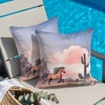 thumbnail image 4 of Vintage Running Throw Pillow Cover Horse Pink Sky and Mountain Cotton Linen Cushion Cover Throw Pillow Case with Invisible Zipper for Couch Sofa Bed Chair Car 16x16 Inch, 4 of 9